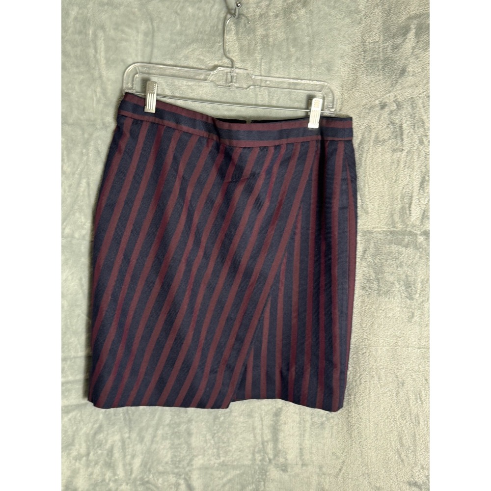J.Crew Factory The Pencil Skirt Navy Burgundy Striped Petite 10P C9744 NEW